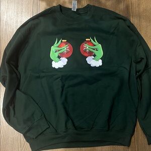 Gildan Forest Green Sweatshirt with Ornament Graphic; Christmas Sweatshirt